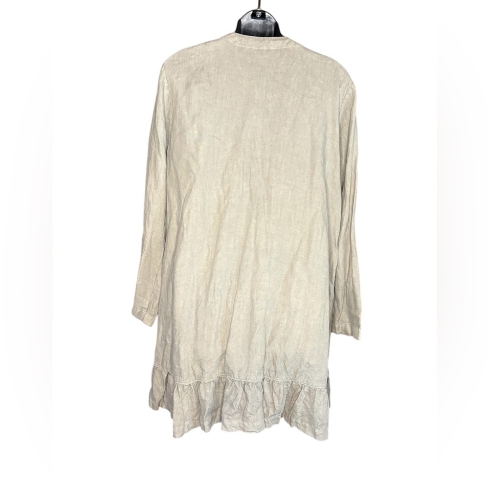 J. JILL Garment Dyed Linen Olive Green Cardigan Jacket Coastal Longline sz L - Picture 7 of 7